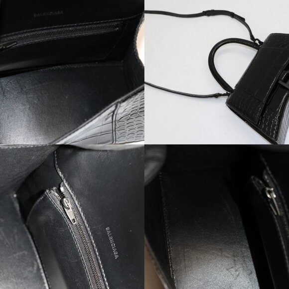 Balenciaga Hourglass Small Handbag Crocodile Embossed - Black - Picture 13 of 14